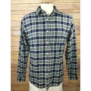 Old Navy Slim Fit Blue Flannel Plaid Button Shirt
